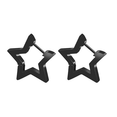 1 paari roostevabast terasest musta rõngaga kõrvarõngaid meestele naistele Huggie kolmnurksed ümmargused geomeetrilised kõrvarõngad