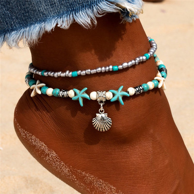 Vintage školjke perle morske zvijezde kornjače narukvice za gležnjeve za žene ručno rađene perle narukvice za gležanj Nakit za stopala narukvica cheville femme