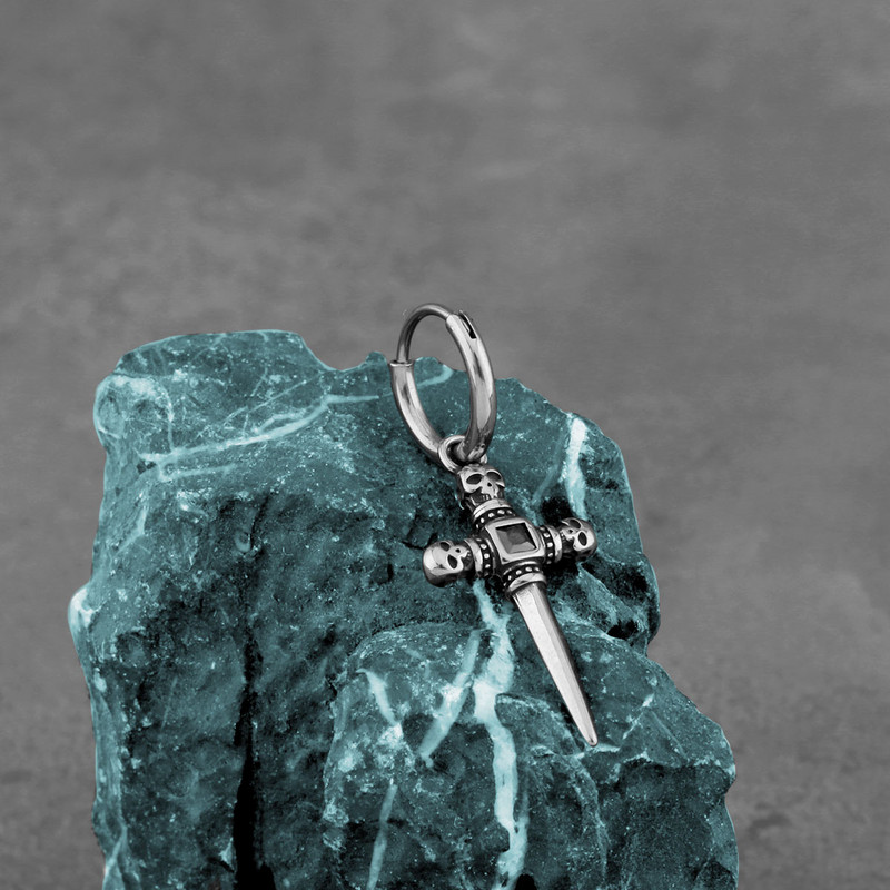 Mood Skull Cross tsirkoonist kõrvarõngad, mehed, naised, rokk-hip-hop, roostevabast terasest ehted, aksessuaarid, hulgimüük