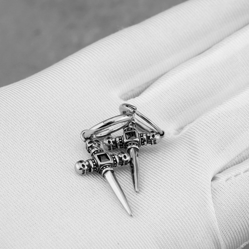 Mood Skull Cross tsirkoonist kõrvarõngad, mehed, naised, rokk-hip-hop, roostevabast terasest ehted, aksessuaarid, hulgimüük