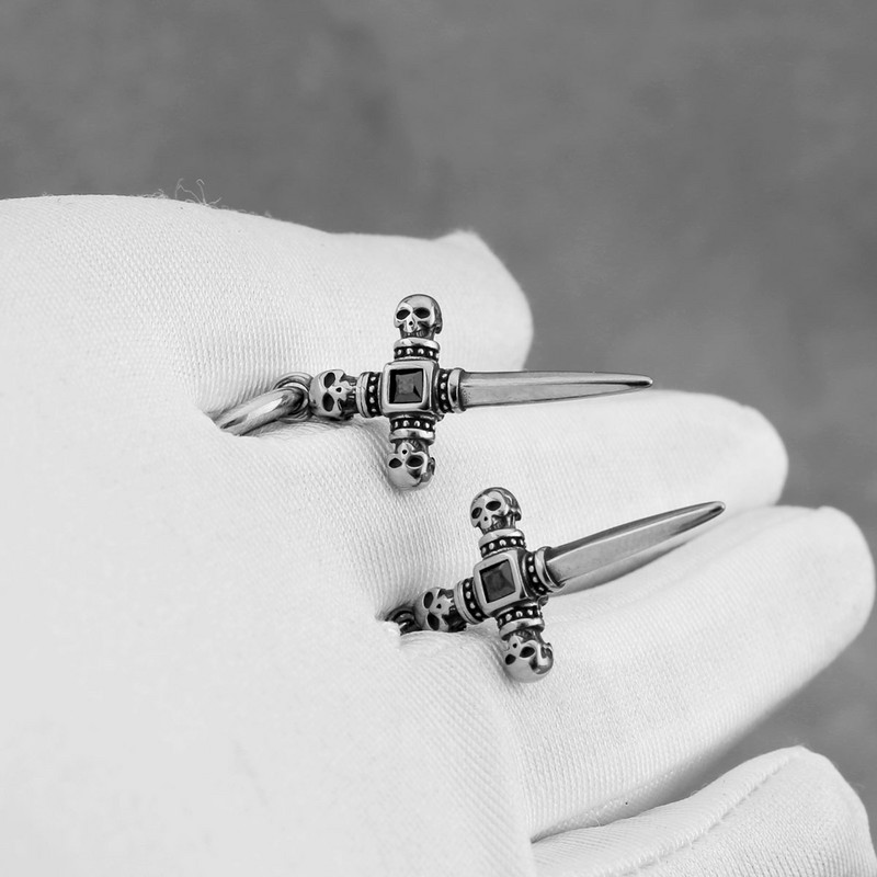 Mood Skull Cross tsirkoonist kõrvarõngad, mehed, naised, rokk-hip-hop, roostevabast terasest ehted, aksessuaarid, hulgimüük