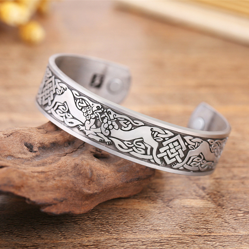 My Shape Vintage Raven Celtic Knot manseti käevõru meestele Elupuu Phoenix Totem Magnetteraapia Käevõru Amulet Ehted Kingitused