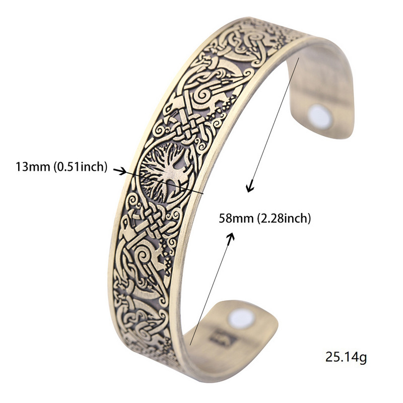 My Shape Vintage Raven Celtic Knot manseti käevõru meestele Elupuu Phoenix Totem Magnetteraapia Käevõru Amulet Ehted Kingitused