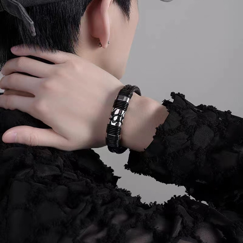 Hexagram Δερμάτινο Βραχιόλι Star of David Handwoven Διπλό Δερμάτινο Δερμάτινο Μαγνητικό Πόρπη Βραχιόλι Judaism Amulet Κοσμήματα για άνδρες