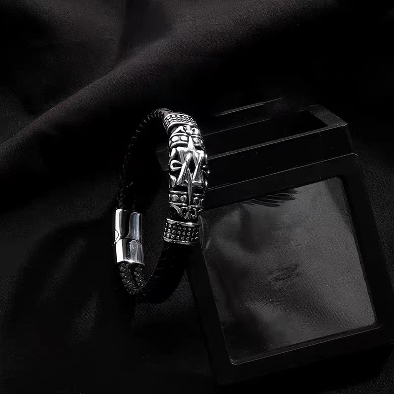 Hexagram Δερμάτινο Βραχιόλι Star of David Handwoven Διπλό Δερμάτινο Δερμάτινο Μαγνητικό Πόρπη Βραχιόλι Judaism Amulet Κοσμήματα για άνδρες