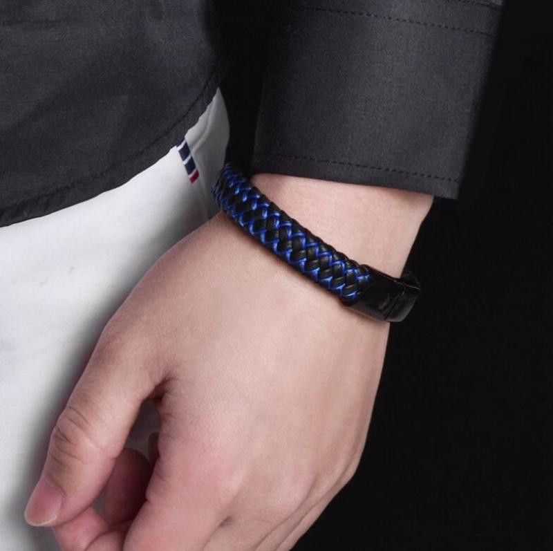 Ανδρικό Exquisite Charm Μαύρο Δερμάτινο Βραχιόλι Trend Μαγνητικό Βραχιόλι Μόδα Casual Κοσμήματα Εξαιρετικά δώρα