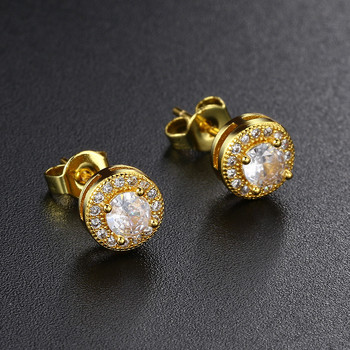 Hip Pop Rock σκουλαρίκια για άνδρες Απλά στρογγυλά Κλασικό Κυβικό Ζιργκόν Χρυσό Χρώμα Μινιμαλιστικά Δαχτυλίδια αυτιών Ρετρό κοσμήματα Αντρικό δώρο OHE149