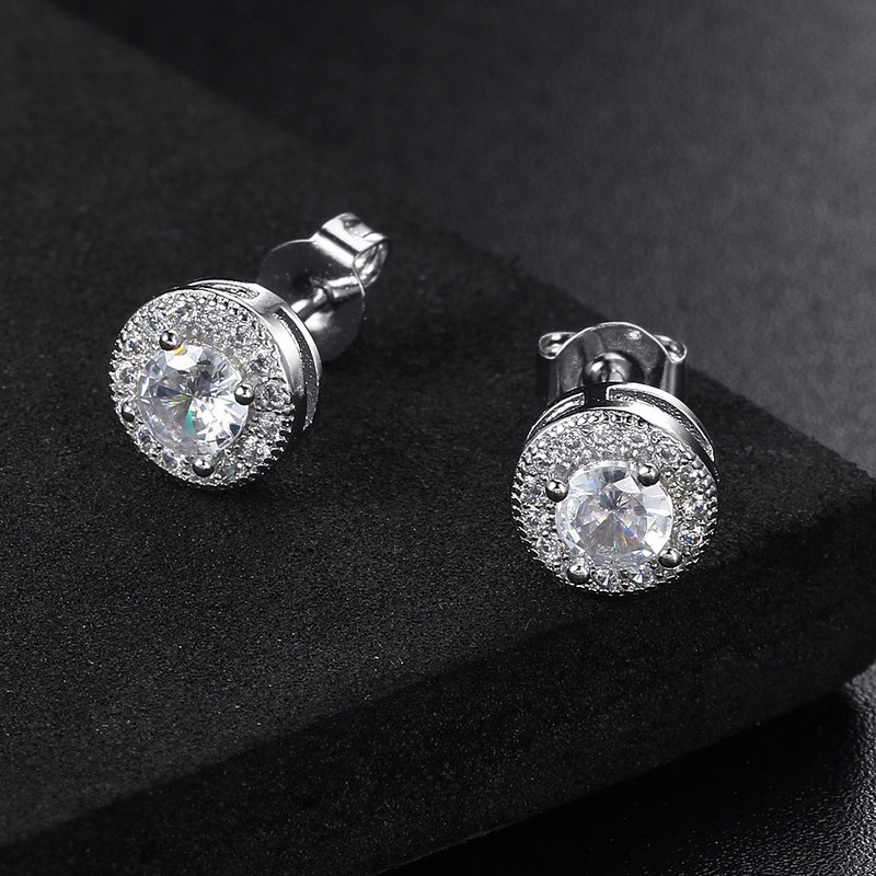 Hip pop rock naušnice za muškarce Jednostavne okrugle klasične kubične cirkonije zlatne boje Minimalističke naušnice Retro nakit Muški poklon OHE149