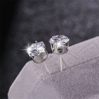 Мъжки обеци със сребърен цвят циркон, хип-хоп обеци с кристали за жени Мъжки улични бижута Елегантни модни аксесоари