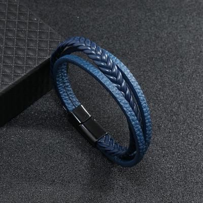 Trendikas meeste nahast käevõru Käsitsi valmistatud punutud meeste võlukäevõru, must mikromagentiline käevõru Punk ehted poiss-sõbrale kingitus pulsera