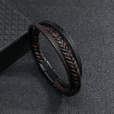 Trendikas meeste nahast käevõru Käsitsi valmistatud punutud meeste võlukäevõru, must mikromagentiline käevõru Punk ehted poiss-sõbrale kingitus pulsera