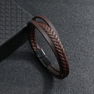 Trendikas meeste nahast käevõru Käsitsi valmistatud punutud meeste võlukäevõru, must mikromagentiline käevõru Punk ehted poiss-sõbrale kingitus pulsera