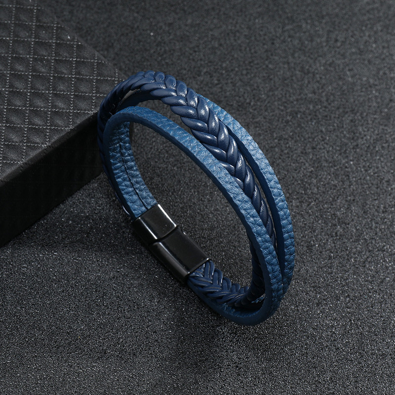 Trendikas meeste nahast käevõru Käsitsi valmistatud punutud meeste võlukäevõru, must mikromagentiline käevõru Punk ehted poiss-sõbrale kingitus pulsera