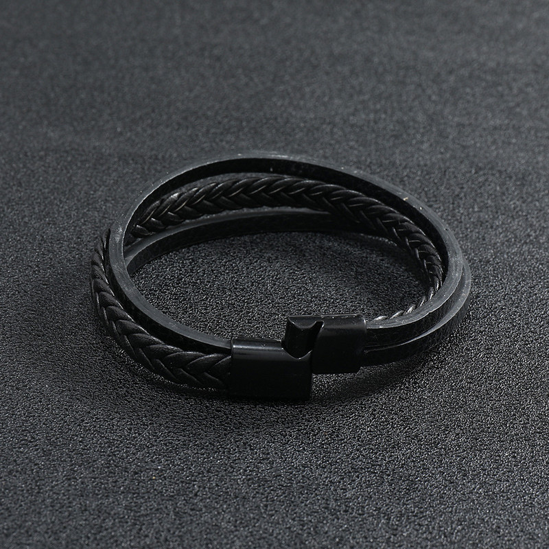 Trendikas meeste nahast käevõru Käsitsi valmistatud punutud meeste võlukäevõru, must mikromagentiline käevõru Punk ehted poiss-sõbrale kingitus pulsera