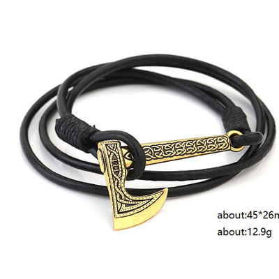 Teamer Viking rokassprādze vīriešiem Rokassprādze Cirvis ietīšana Ādas Aksesuāri Zelta krāsa Hatchet Roku darbs Pirātu rokassprādze vīriešiem Dāvanām