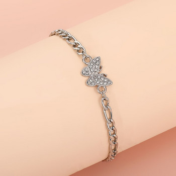 New Fashion Bohemia Butterfly Anklet Rhinestone Chain Foot Chain Jewelry for Women Summer Beach Anklet Butterfly Barefoot Chain