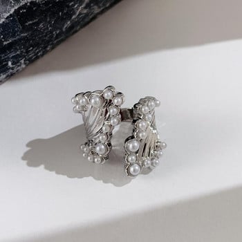 Υπερβολικό μεγάλο μαργαριταρένιο δαχτυλίδι με φαρδύ άκρο για γυναίκες Μοντέρνα μεγάλα αξεσουάρ Διαθέσιμο Δώρο 2024 μόδας διακόσμησης κοσμημάτων