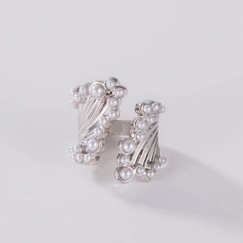 Υπερβολικό μεγάλο μαργαριταρένιο δαχτυλίδι με φαρδύ άκρο για γυναίκες Μοντέρνα μεγάλα αξεσουάρ Διαθέσιμο Δώρο 2024 μόδας διακόσμησης κοσμημάτων