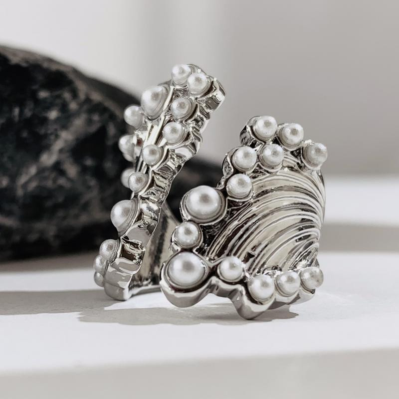 Υπερβολικό μεγάλο μαργαριταρένιο δαχτυλίδι με φαρδύ άκρο για γυναίκες Μοντέρνα μεγάλα αξεσουάρ Διαθέσιμο Δώρο 2024 μόδας διακόσμησης κοσμημάτων