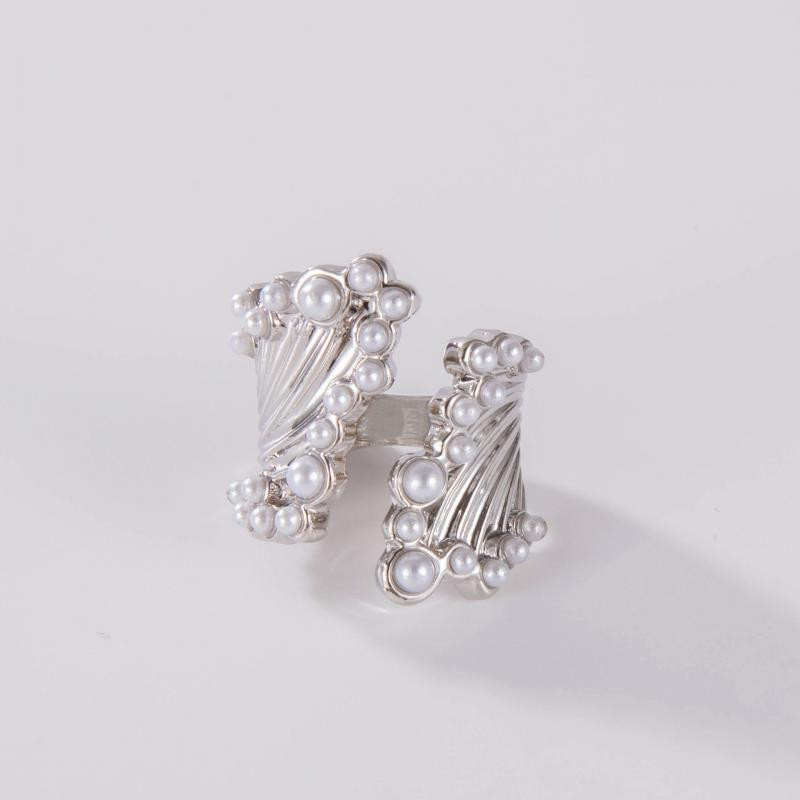 Υπερβολικό μεγάλο μαργαριταρένιο δαχτυλίδι με φαρδύ άκρο για γυναίκες Μοντέρνα μεγάλα αξεσουάρ Διαθέσιμο Δώρο 2024 μόδας διακόσμησης κοσμημάτων