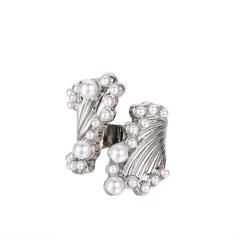 Υπερβολικό μεγάλο μαργαριταρένιο δαχτυλίδι με φαρδύ άκρο για γυναίκες Μοντέρνα μεγάλα αξεσουάρ Διαθέσιμο Δώρο 2024 μόδας διακόσμησης κοσμημάτων