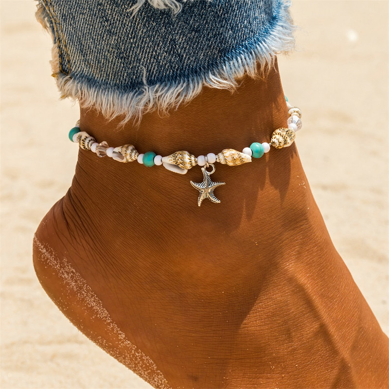 FNIO Shell potītes sievietēm 2023. gada Jaunas pēdu rotaslietas Vasaras pludmales basām kājām Rokassprādze Potīte uz kājas Sieviešu Boho aksesuāri