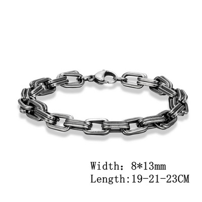 MKENDN vintage oksidētas melnas dubultās slēdzenes ķēdes rokassprādzes vīriešiem no nerūsējošā tērauda panku motociklu šarmu rokassprādzes vīriešu pulsa