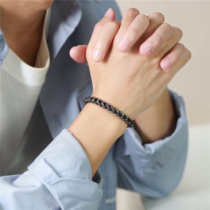 ZORCVENS Punk Vintage Ανδρικό βραχιόλι με κουβανική αλυσίδα, ρετρό, αντρικό βραχιόλι από ατσάλι