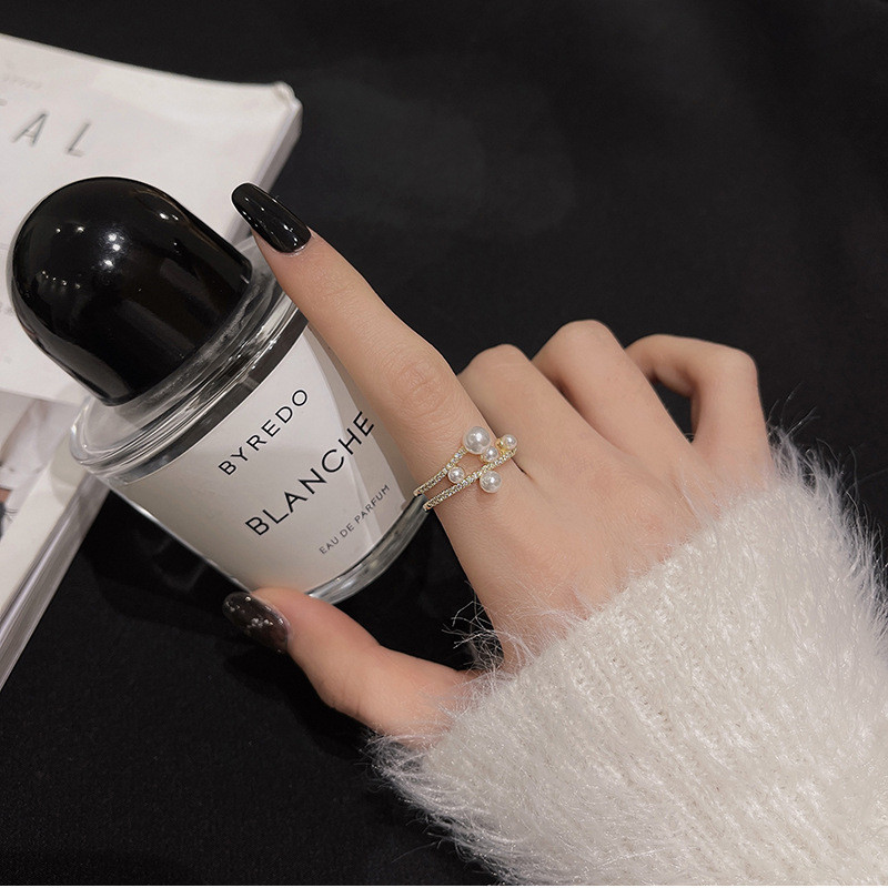 Geometrijski nepravilni metalni dizajn Luksuzni biserni otvoreni prsten za žene 2024. europski trend nakit djevojka poklon dodatak