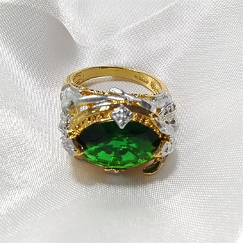 Επιχρυσωμένο δαχτυλίδι από ανοξείδωτο ατσάλι για γυναίκες με τάση μόδας Πράσινο δαχτυλίδι ζιργκόν Γυναικείο κόσμημα αρραβώνων
