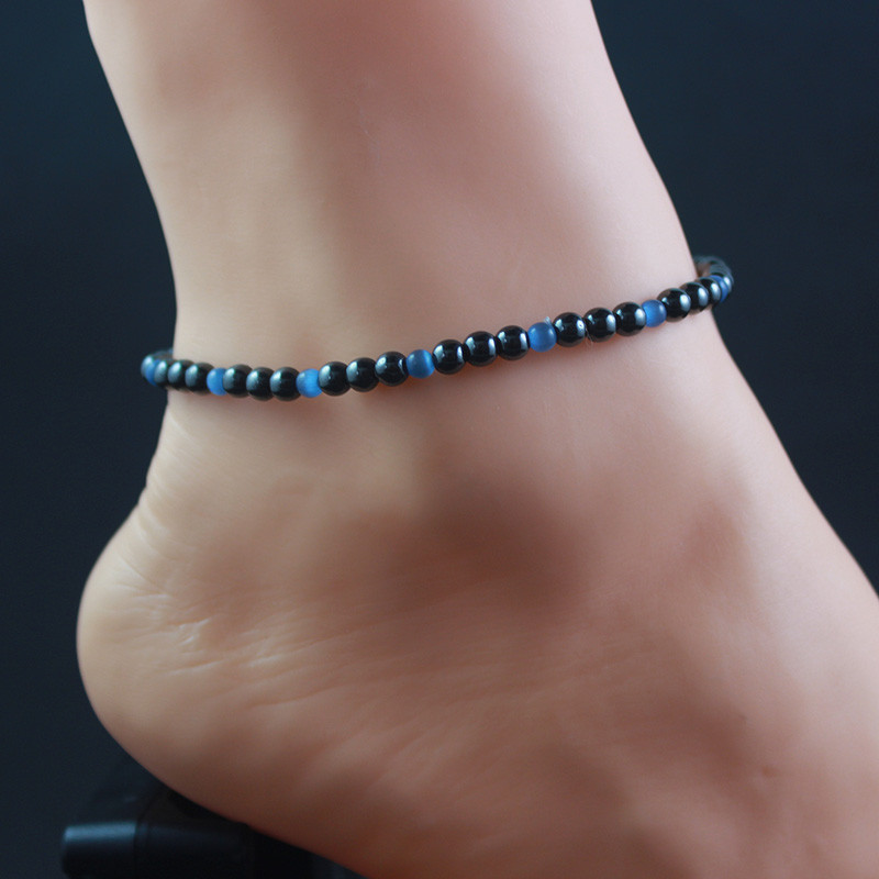 Magnethematiidist ümmargused helmed helmestega pahkluu 4 mm veniv jalavõru kassisilma kiviga Käsitsi valmistatud ehted Tervishoid ANK1007