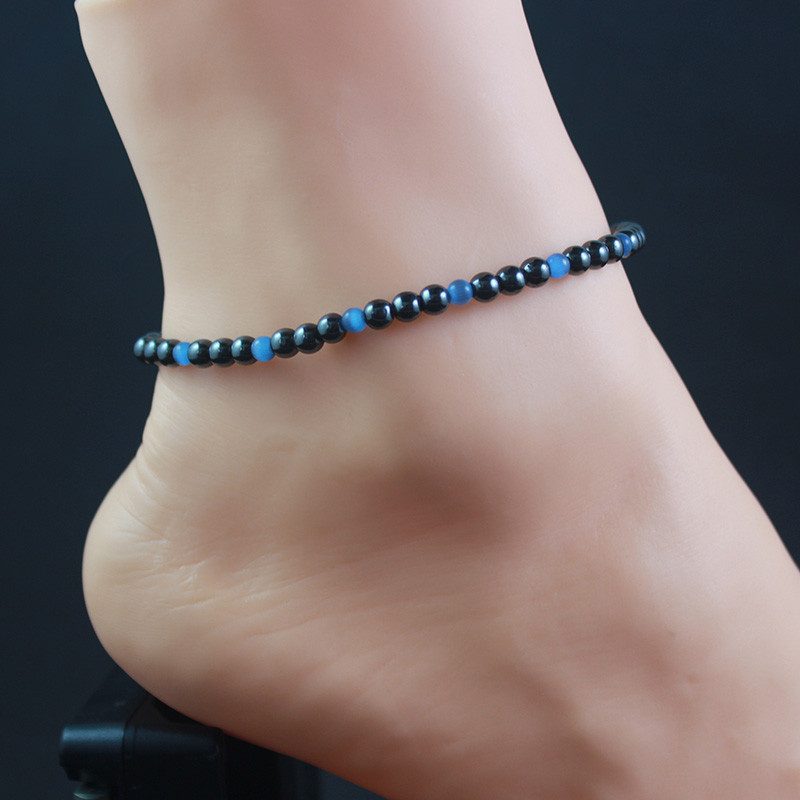 Magnethematiidist ümmargused helmed helmestega pahkluu 4 mm veniv jalavõru kassisilma kiviga Käsitsi valmistatud ehted Tervishoid ANK1007