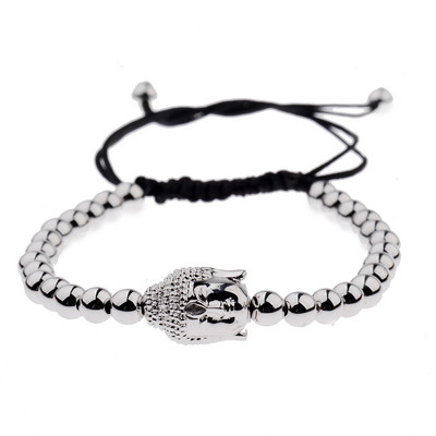 Kuumade meeste kullatud Buddha peaga käevõru Mikrotsirkoonhelmestega 5 mm vasest helmestega punutud makrameest käevõrud moeehted