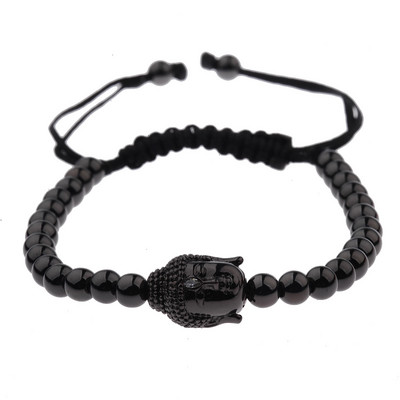 Kuumade meeste kullatud Buddha peaga käevõru Mikrotsirkoonhelmestega 5 mm vasest helmestega punutud makrameest käevõrud moeehted