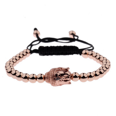 Kuumade meeste kullatud Buddha peaga käevõru Mikrotsirkoonhelmestega 5 mm vasest helmestega punutud makrameest käevõrud moeehted