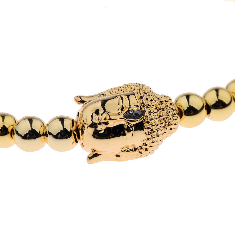 Kuumade meeste kullatud Buddha peaga käevõru Mikrotsirkoonhelmestega 5 mm vasest helmestega punutud makrameest käevõrud moeehted