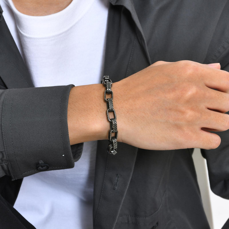 Mprainbow Retro geomeetriline ketiga käevõru meestele poistele, halli värvi roostevabast terasest ruudukujuline randmepael, vintage ehtekink