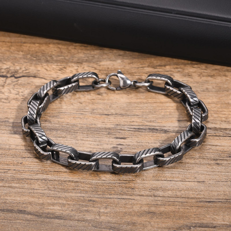 Mprainbow Retro geomeetriline ketiga käevõru meestele poistele, halli värvi roostevabast terasest ruudukujuline randmepael, vintage ehtekink