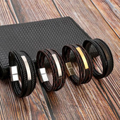 Νέο Κλασικό Στιλ Ανδρικό Δερμάτινο Βραχιόλι Ανοξείδωτο Χειροποίητο Πολυστρωματικό Βραχιόλι & Βραχιόλια Μόδας Χονδρικό Κοσμήματα