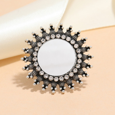 Vintage Χρυσό Χρώμα Λουλούδι Δαχτυλίδι Bijoux Γυναικεία CZ Καθρέφτης Αφγανικά Δαχτυλίδια Μουσουλμανικό Κοσμήματα Δώρο Κοσμήματα