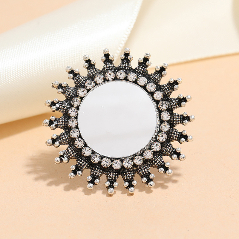 Vintage Χρυσό Χρώμα Λουλούδι Δαχτυλίδι Bijoux Γυναικεία CZ Καθρέφτης Αφγανικά Δαχτυλίδια Μουσουλμανικό Κοσμήματα Δώρο Κοσμήματα