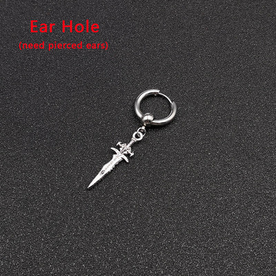 Új Koreai KPOP fiúk fekete rozsdamentes acél fülbevaló kard keresztekkel függő fülcsipesz lányoknak, nőknek, férfiaknak, parti ajándék