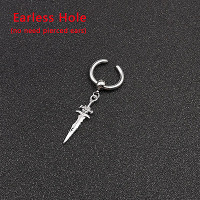 Új Koreai KPOP fiúk fekete rozsdamentes acél fülbevaló kard keresztekkel függő fülcsipesz lányoknak, nőknek, férfiaknak, parti ajándék