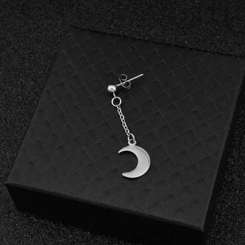 Κορέα New Men Punk Stud σκουλαρίκια από ανοξείδωτο ατσάλι Hipster Rock Moon Chain κρεμαστό κλιπ αυτιού Hip Hop Guys Γυναικεία Αγόρια σκουλαρίκι Unisex