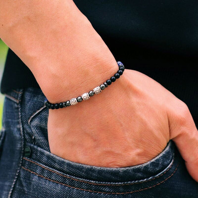 Noter Men 4mm Stone Bracelet Sanskrit Meditation Yoga Beaded Braclet Ежедневни аксесоари за бижута Pulseira Masculina Подарък за него