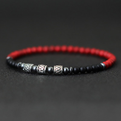 Noter Ανδρικό βραχιόλι πέτρινο 4 χιλιοστών Σανσκριτικό βραχιόλι με χάντρες γιόγκα Casual αξεσουάρ κοσμημάτων Pulseira Masculina Δώρο για αυτόν