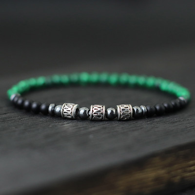 Noter Ανδρικό βραχιόλι πέτρινο 4 χιλιοστών Σανσκριτικό βραχιόλι με χάντρες γιόγκα Casual αξεσουάρ κοσμημάτων Pulseira Masculina Δώρο για αυτόν