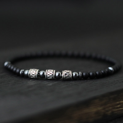 Noter Ανδρικό βραχιόλι πέτρινο 4 χιλιοστών Σανσκριτικό βραχιόλι με χάντρες γιόγκα Casual αξεσουάρ κοσμημάτων Pulseira Masculina Δώρο για αυτόν