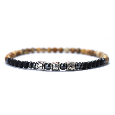 Noter Ανδρικό βραχιόλι πέτρινο 4 χιλιοστών Σανσκριτικό βραχιόλι με χάντρες γιόγκα Casual αξεσουάρ κοσμημάτων Pulseira Masculina Δώρο για αυτόν