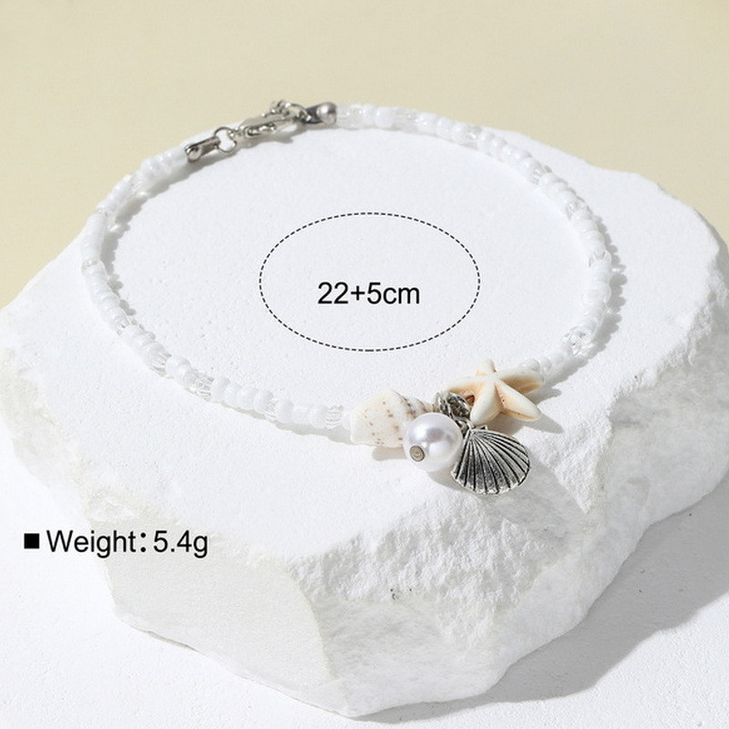 Νέο κοχύλι Starfish κρεμαστό μανδύα για γυναίκες Χειροποίητες κρυστάλλινες χάντρες Καλοκαιρινά βραχιόλια αστραγάλων παραλίας Δώρο κοσμήματα με αλυσίδα ποδιών